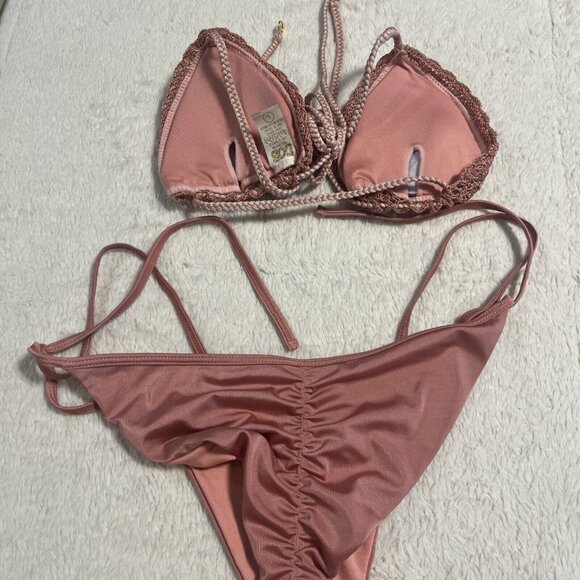 DOB Bacha Coral Bikini Peach Pink Rose Coral Size Large - Picture 4 of 7